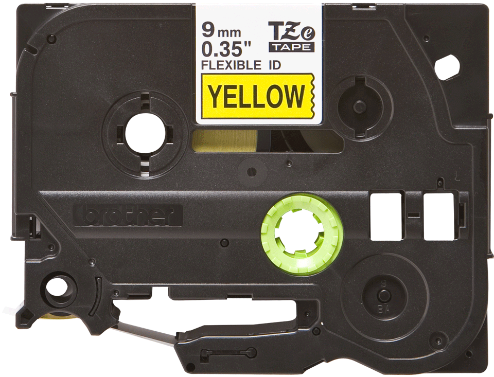 Casetă cu bandă de etichete originală Brother TZe-FX621 – negru pe galben flexibilă ID, lățime de 9 mm 2